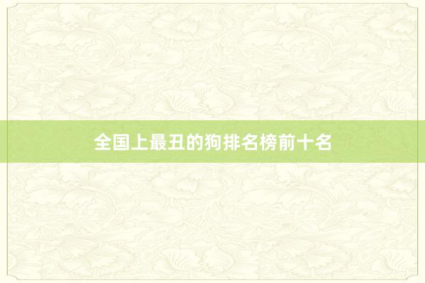 全国上最丑的狗排名榜前十名