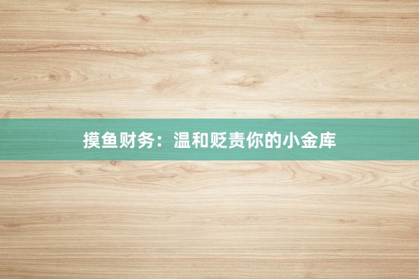 摸鱼财务：温和贬责你的小金库
